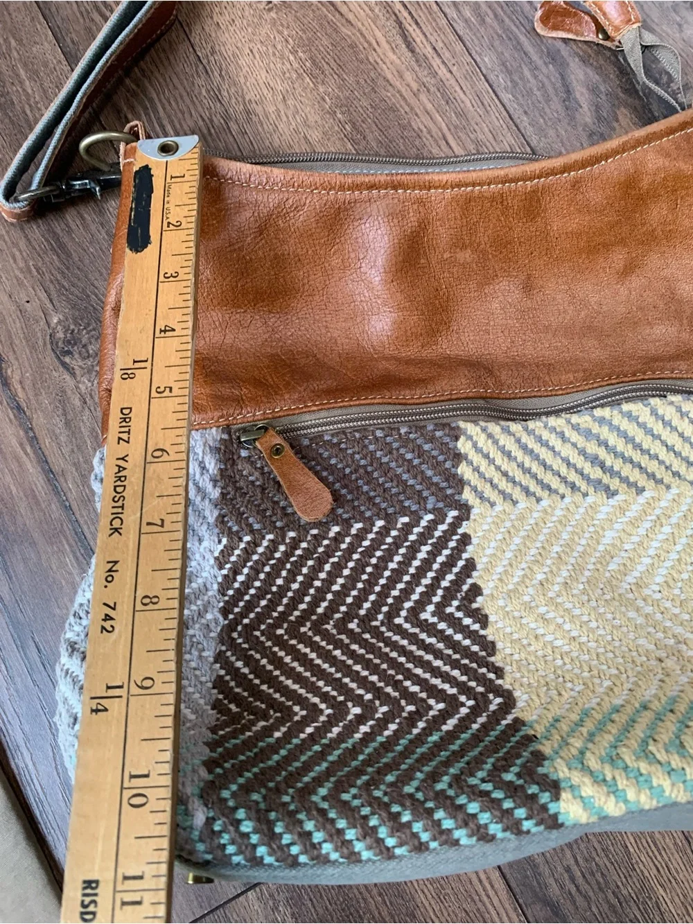 Myra Bag Brown Leather & Multicolor Woven Hobo
